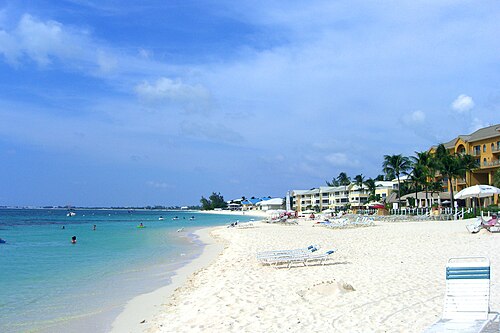 Clear calm water along Seven Mile Beach in Grand Cayman