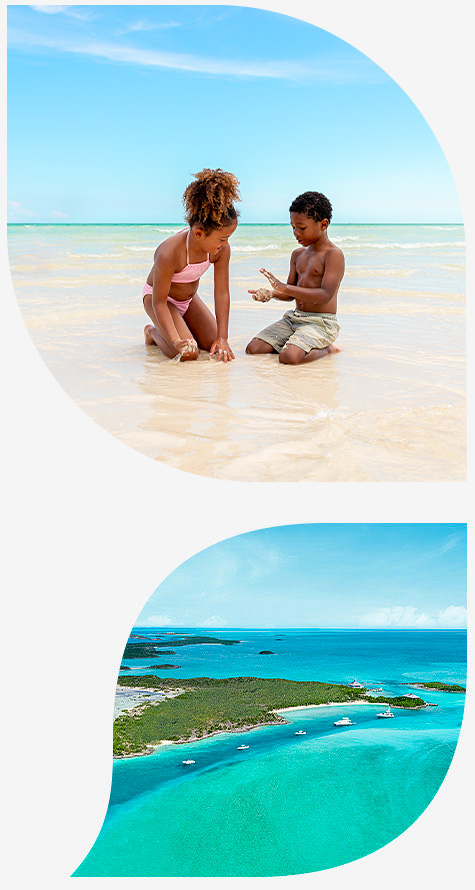 Pale sand and turquoise water at Tropic of Cancer Beach on Little Exuma