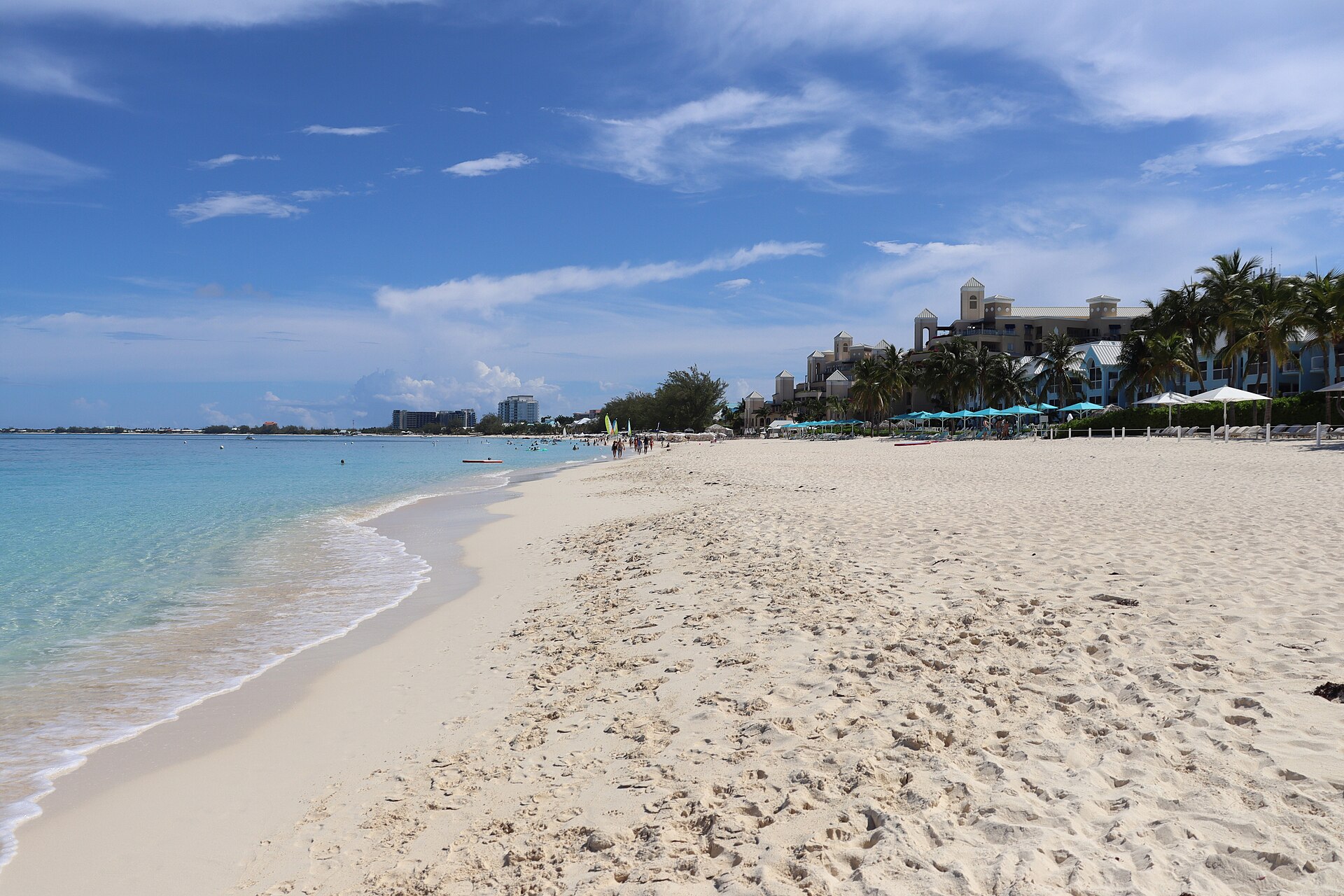Clear blue water along Seven Mile Beach in Grand Cayman