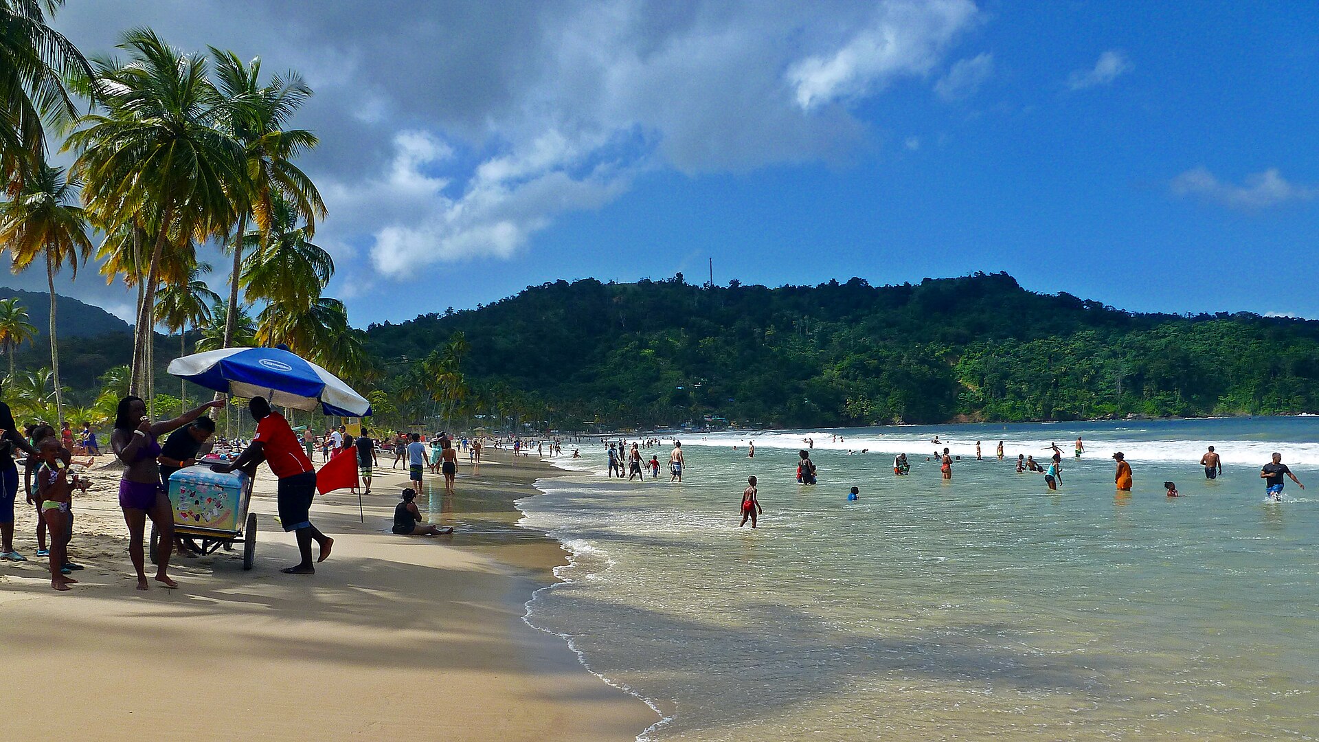 Maracas Bay framed by the green Northern Range in Trinidad